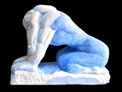 Blue Minotaur - a Sculpture & Installation Artowrk by Janet Elizabeth Thomas